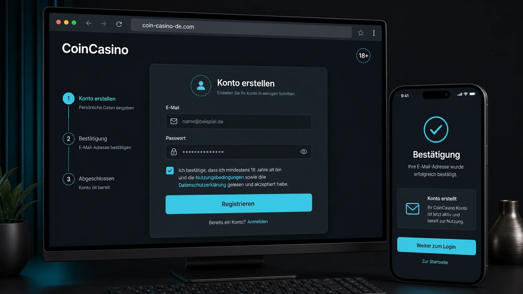 CoinCasino Konto erstellen