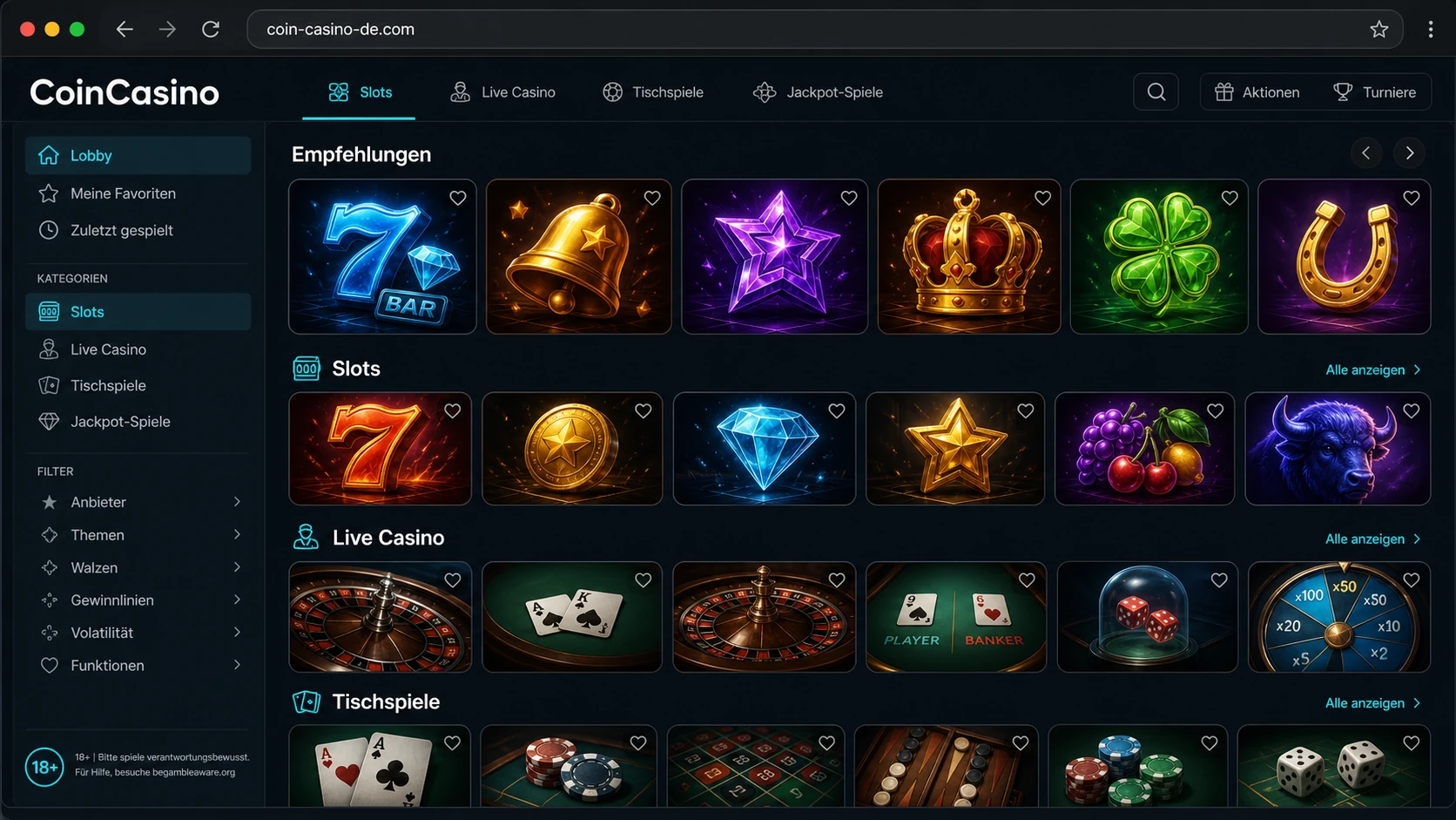 Spiele im CoinCasino